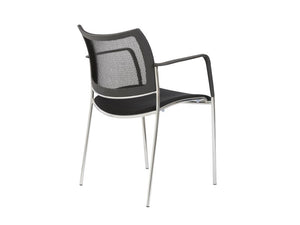 Black Visitor / Guest Chair with Mesh Back & Chrome Accents