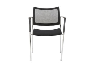 Black Visitor / Guest Chair with Mesh Back & Chrome Accents
