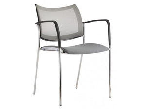 Gray Visitor / Guest Chair with Mesh Back & Chrome Accents