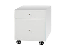 Load image into Gallery viewer, 69&quot; Modern Glass Executive Desk with White Lacquer Drawers
