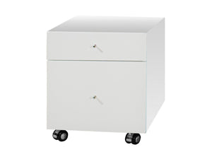 69" Modern Glass Executive Desk with White Lacquer Drawers