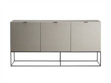 Load image into Gallery viewer, 71&quot; Modern Taupe Lacquer Storage Credenza with Black Base
