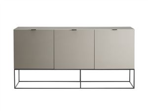 71" Modern Taupe Lacquer Storage Credenza with Black Base