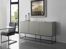 Load image into Gallery viewer, 71&quot; Modern Taupe Lacquer Storage Credenza with Black Base
