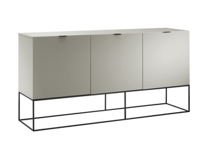71" Modern Taupe Lacquer Storage Credenza with Black Base
