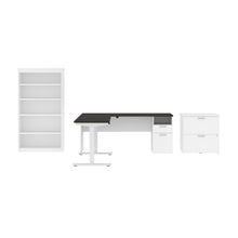 Load image into Gallery viewer, 72&quot; Slate &amp; White Adjustable 3 Piece L-Desk Set
