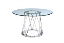 Load image into Gallery viewer, 51&quot; Round Tempered Glass and Polished Stainless Steel Meeting Table
