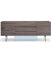 Load image into Gallery viewer, Stunning 79&quot; Walnut Storage Credenza with Drawers and Glass Base
