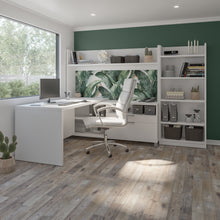 Load image into Gallery viewer, White 101&quot; L-Shaped Open Top Desk with Bookcase/Hutch
