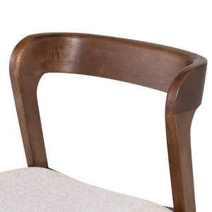 Wood & Padded Ivory Fabric Chair