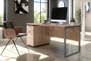 Rustic Brown & Graphite 66" Single Pedestal Desk