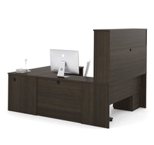Load image into Gallery viewer, 71&quot; X 92&quot; U-Shaped Desk with Pedestal and Hutch in Dark Chocolate
