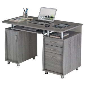 48" Curved Cabinet Gray Woodgrain Desk