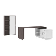 Load image into Gallery viewer, 71&quot; Modern L-Shaped Desk Set with Credenza &amp; Cabinet in Bark Gray/White
